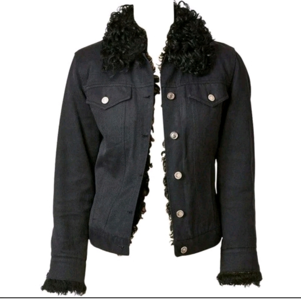GUCCI Black Denim And FurJacket Sz 38 Or Us 2  4